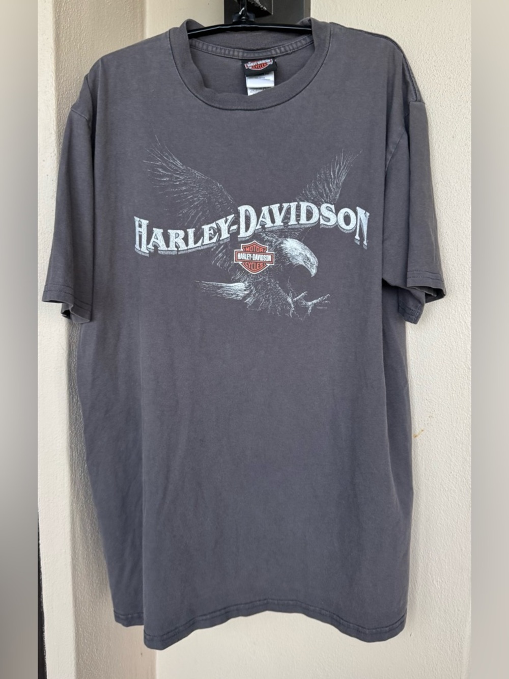Harley Davidson Faded Gray T-Shirt Logo/Eagle On Front/St. Paul MN On Back Large